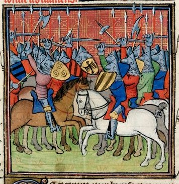 Miniature du XIVe siècle représentant Robert II d’Artois combattant les Flamands